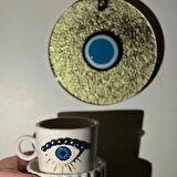 Handmade Eyes On Tabaklı Fincan 180 Ml. 1 Adet