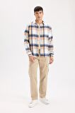 DeFacto Regular Fit Polo Yaka Kareli Flanel Uzun Kollu Gömlek D5835AX24AUER140