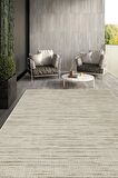 Garden Çizgili Beyaz Jüt Renkli Modern Salon Halısı Mutfak Bahçe Kamp Halısı Yıkanabilir 