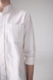 DeFacto Regular Fit Polo Yaka Oxford Basic Düz Uzun Kollu Beyaz Gömlek A8028AX24SPWT83