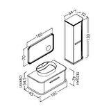 CASSE 100 CM ANTRASİT LAVABOLU BANYO DOLABI  ANTRASİT / KAYIN - BOY DOLAP DAHİL