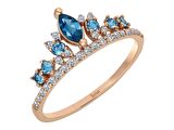 Pırlanta ve Topaz Taşlı Elizabeth Tacı Yüzük