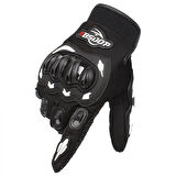 Unisex Siyah Profesyonal Korumalı Motosiklet Eldiveni Dokunmatikli Motorsiklet Large