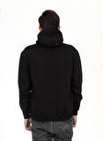 Unisex Kapşonlu Siyah Sweatshirt