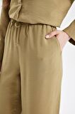 DeFacto Wide Leg Geniş Bol Paça Beli Lastikli Bağcıklı Basic Düz Pantolon D4148AX24AUKH176