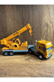 Işıklı Sesli 4'lü Set Vinç Kamyon Ekskavatör Beton Mikseri Oyuncak İnşaat Araçları Seti 32 Cm