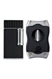 Colibri Julius Çakmak & SV-Cut Krom-Siyah Premium Puro Seti