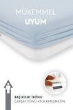 Calmera Home Tek Kişilik %100 Pamuk Penye Lastikli Çarşaf - 100 x 200 cm Açık Mavi