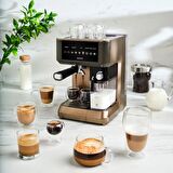 Karaca MyCaffe Barista S10 Entegre Süt Hazneli Otomatik Espresso Latte Cappuccino Mak. Walnut Brown