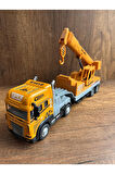 Işıklı Sesli Vinç Tır  İnşaat Aracı Metal Başlıklı Oyuncak Vinç Tır  32Cm