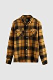 Slim Fit Sarı Oduncu Gömlek 1EC02ORTODN04