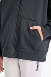 DeFacto Kız Çocuk Kapüşonlu Basic Düz Cepli Fermuarlı Sweatshirt D9079A825SPAR208