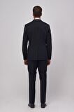 Erkek Lacivert Slim Fit Dar Kesim Su Ve Leke Tutmayan Nano Takım Elbise