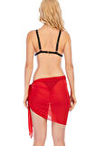 Kadın Kırmızı Transparan Belden Bağlamalı Pareo