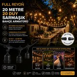 20 Metre 20 Duylu Su Geçirmez Sıralı Duy, Bahçe, Düğün - Nişan - İşletme - Organizasyon Armatürü