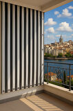GENCER Home Balkon Perdesi Kuş Gözü Ölçü Seçenekli Gri Beyaz