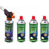 Orcamp Kamp Kartuş Tüp 227gr + Çakmaklı Pürmüz Set 4'lü Set Orgaz - Kts227 + Cx-500