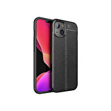 Teleplus Apple iPhone 14 Plus Kılıf Niss Silikon Deri Görünümlü Kamera Korumalı Siyah