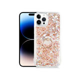 Teleplus Apple iPhone 15 Pro Kılıf Milce Sulu Yüzüklü Silikon Arka Kapak Gold