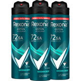 Rexona Men Erkek Sprey Deodorant Invisible Ocean Deep 72 Saat Kesintisiz Üstün Koruma 150 ml X3