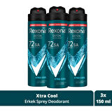 Men Erkek Sprey Deodorant Xtra Cool 72 Saat Kesintisiz Üstün Koruma 150 ml X3