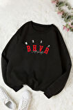 Uyguntarz Unisex Bhvr Baskılı Bisiklet Yaka Sweatshirt