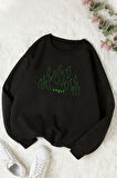 Uyguntarz Unisex Green Angel Bisiklet Yaka Sweatshirt
