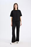 DeFacto Wide Leg Geniş Paça Eşofman Altı Beli Lastikli Cepli Basic Düz D3759AX25SPBK81