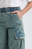 DeFacto Kız Çocuk Kargo Cepli Wide Leg Geniş Bol Paça Jean Pantolon D4690A824WNNM39