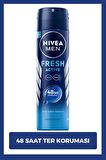 Nivea MEN Erkek Deep Dimension Duş Jeli 500ml ve Sprey Deodorant Fresh Active150ml, Damat Bohça Çeyiz Seti