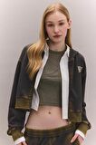 DeFacto Coool Crop Kapüşonlu Baskılı Soluk Yıkama Efektli Kalın Fermuarlı Sweatshirt C4475AX24SPAR191