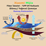 Xiaomi Mijia Tam Otomatik Maun (UDF99+ Güneş / Yağmur)  Hafif Fiber İskeletli Şemsiye