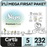 Sleepy Bio Natural Premium Plus 2'li Mega Fırsat Paketi Bebek Bezi 5 Numara Junior 232 Adet