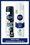 Nivea MEN Erkek Sprey Deodorant Black&White Invisible Fresh 150ml ve Koruyucu Hassas Tıraş Jeli 200ml