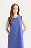 DeFacto Regular Fit Bisiklet Yaka Basic Düz Gofre Dokulu Kolsuz Midi Elbise E1822AX25SPBE46
