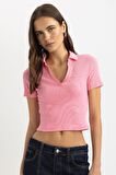 DeFacto Slim Fit Dar Kesim Fitilli Kaşkorse Kısa Kollu Polo Tişört C4076AX24SPPN164