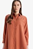 DeFacto 	Relax Fit Basic Düz Modal Uzun Kollu Gömlek Tunik D1299AX25SPOG185