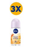Nivea Kadın Roll-on Deodorant Fresh Orange 50ml, 48 Saat Anti-perspirant Koruma, Portakal Kokusu, X3 Adet