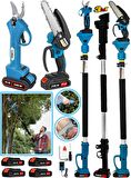 Eisenn Germany Brushles Motor 2400 Wf Blue 4 ADET Super Akülü 3Lü Set Bağ Makası + Dal Budama + 2.7 Mt Teleskop Hediye