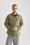 DeFacto Regular Fit Polo Yaka Basic Düz Pamuklu Uzun Kollu Gömlek B2654AX24SPKH470