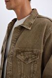 DeFacto Oversize Geniş Kalıp Polo Yaka Düğmeli Cepli Yıkamalı Jean Ceket D5049AX24AUBN303