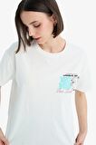 DeFacto Coool Oversize Geniş Kalıp Bisiklet Yaka Baskılı Kısa Kollu Tişört F2241AX25SMWT32