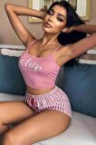 Merry See Askılı Sleep Basklı Sortlu Pijama Takımı Çok Renkli