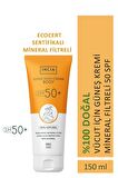 INCIA %100 Doğal Vücut Güneş Kremi Leke Karşıtı Mineral Filtreli Yüksek Koruma SPF 50+ UVA UVB 150 ml