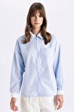 DeFacto Relax Fit Fermuarlı Poplin Uzun Kollu Tesettür Gömlek Tunik C7826AX24SMBE745
