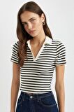 DeFacto Slim Fit Çizgili Kısa Kollu Polo Tişört C5515AX24SPBK81