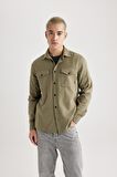 DeFacto Regular Fit Polo Yaka Basic Düz Pamuklu Uzun Kollu Gömlek B2654AX24SPKH470