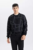 DeFacto Modern Fit Bisiklet Yaka Desenli Sweatshirt A7824AX24AUBK81