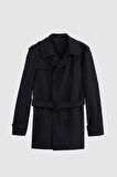 Ds Damat Regular Fit Siyah Apoletli Beli Kemerli Pardösü/Trenckot 1HF08ORT00013