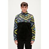 Afro Plush Full-Zip Siyah Erkek Peluş Sweatshirt